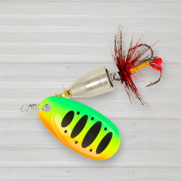 Блешня обертова ZEOX Furor № 4, 11г, колір 015 Fluo Tiger-Black Dot